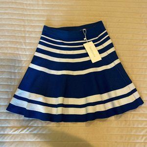 Lucy Paris Cobalt Blue and White Flare Highwaisted Skirt - Size M